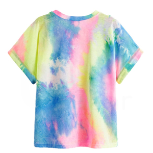 Camiseta de Manga Corta con Cuello Redondo y Estampado Tie-Dye para Hombre, Informal, Tejida, con Patrón de Arcoíris, Corte Regular, Transpirable, 100% Algodón - Product Image 2