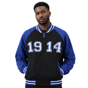 Chaqueta de Forro Polar Negra Phi Beta Sigma 1914, Ropa de Fraternidad Griega con Estilo Universitario Clásico, Cálida y Cómoda - Product Image 1