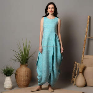 Vestido de estilo Dhoti de lino para mujer Ropa de lino de diseñador Kurta drapeado Dhoti étnico tradicional para paquistaní Indio global - Product Image 6