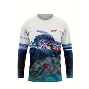 Camisa de Pesca con Protección Solar, Cuello Redondo, Manga Larga, Ropa Deportiva para Hombre, Pesca y Deportes Acuáticos - Product Image 1