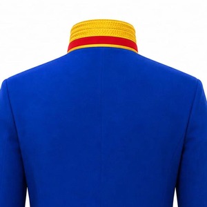 เสื้อแจ็คเก็ตคอจีนสีน้ำเงินสำหรับผู้ชาย แต่งขอบสีแดงและสีเหลือง เหมาะสำหรับชุดยูนิฟอร์ม - Product Image 1