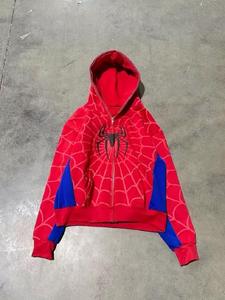 Custom Spider Web Full Zip Hoodie Men Women Streetwear Y2K Oversized Sweatshirt Hip Hop Superhero Cosplay Hooded <b>Jacket</b> Red - Product Image 3