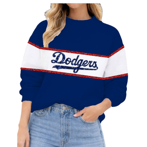Sweat-shirt de baseball oversize pour femme, collection automne, idéal pour les jours de match – Respirant, doublé, avec patchwork brodé de sequins sur le devant - Product Image 2