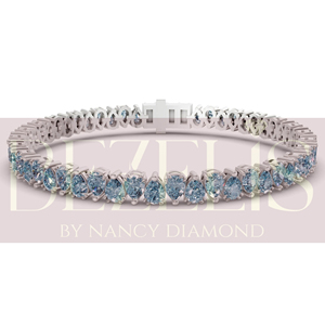 Bracelet tennis captivant en diamant de laboratoire taille poire bleu fantaisie, poids total en carats, qualité supérieure, fabriqué à la main par des experts - Product Image 5
