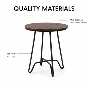 Table Ronde Moderne avec Pieds en Métal Noir Design Minimaliste pour Salon Table en Bois pour la Maison - Product Image 3