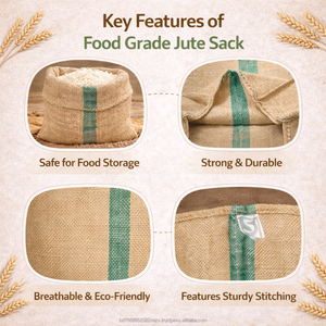 Bolsas de Yute Ecológicas, Transpirables, Absorbentes de Humedad, Antibacterianas, de Grado Alimenticio, Tamaño 43"x29", 1020 Gramos, Peso Medio, 400 Piezas/Bala - Product Image 6
