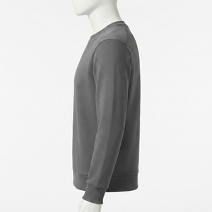 Sweat-shirt personnalisé pour homme en molleton bouclette, col rond, épais, doublure polyester-coton, couleur unie, épaules tombantes, pull d'hiver, OEM - Product Image 4