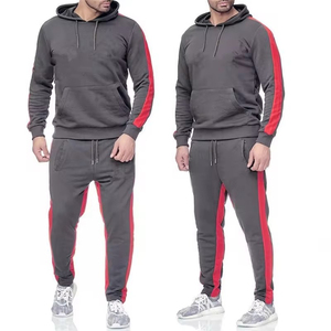 Chándal Deportivo para Hombre, Negro con Rayas Rojas, Estilo Casual, Poliéster y Algodón, Cierre con Cordón, Bolsillos Laterales, Estilo Otoñal - Product Image 4