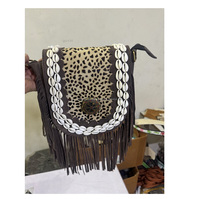 Tas kurir kulit sapi perempuan desainer wanita tas bahu pinggiran bermanik kulit Barat buatan tangan gaya Bohemian India elegan