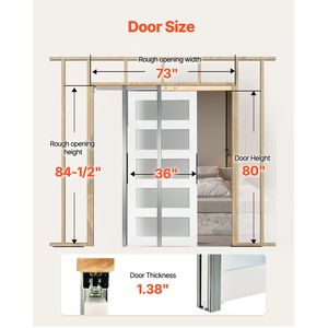 Kit Ferramenta per Porta Scorrevole a Scomparsa Singola con Vetro Satinato a 5 Pannelli, 91,44 cm x 203,2 cm, con Rulli Robusti e Durevoli per Porte e Finestre in Legno Massello e MDF - Product Image 2