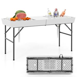 Mesa de 5 pies con doble fregadero y enfriador de hielo para fiestas y picnics, ideal para eventos al aire libre - Product Image 2