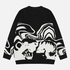 Pull à manches longues avec logo personnalisé, col rond, tricoté, motif uni, pull pour homme, couleur personnalisée, nouveau style streetwear - Product Image 2