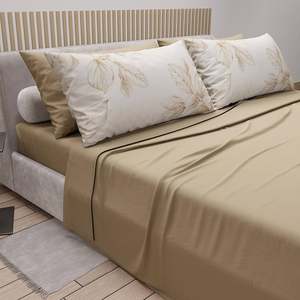 Parure de draps de luxe 6 pièces tissée rafraîchissante 100% microfibre 125GSM 300TC style européen moderne anti-boulochage résistante à la décoloration - Product Image 1