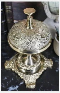Classic Antique <b>Brass</b> Desk <b>Bell</b> | Vintage Hotel Reception Counter Service Callin - Product Image 3