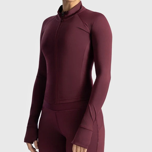 Veste de sport pour femme à séchage rapide, extensible dans quatre directions, respectueuse de l'environnement, protection solaire, doublure en spandex/polyester, coupe ajustée pour le yoga - Product Image 4