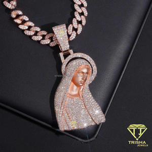 Luxury Spiritual Figure Pendant With Moissanite Diamond 925 Sterling Silver Fully Iced Statement Necklace - Product Image 5