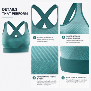 High Impact Padded Sports <b>Bra</b> Women Seamless Yoga Fitness Gym <b>Bra</b> Breathable Quick Dry Shockproof Running Workout Push Up Top - Product Image 4