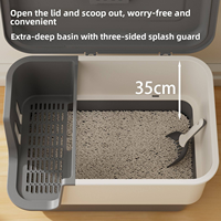 Bac à litière pour chat extra-large entièrement fermé avec une capacité de 120 L, anti-odeur, désodorisant, en polypropylène, design anti-éclaboussures