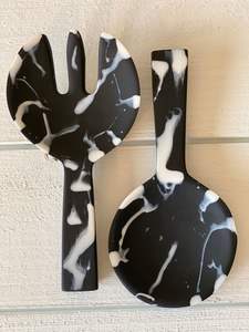 Ensemble de cuillères en résine noir et blanc, nouveau look, best-seller, ustensile de cuisine, cuillère à salade, cuillère de service pour hôtels, maisons, restaurants - Product Image 6