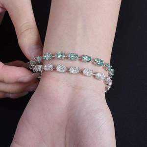 925 Silver Moissanite Bracelet Oval Cut Sparkling Tennis Style Wedding <b>Gift</b> for Women - Product Image 3