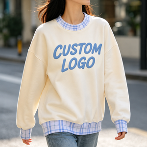 Stylish Oversized Two Piece Sweatshirts Vintage Graphic Applique Fleece Collar Hem <b>Pullover</b> <b>Men</b> Women's Blank Hoodie Brand - Product Image 3