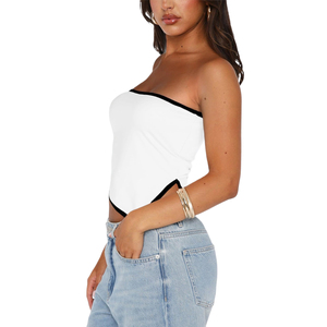 Top tube ajusté pour femme, sans bretelles, coupe courte, bandeau, pour soirée, club, look tendance, style simple et facile, top pour un maintien optimal - Product Image 4