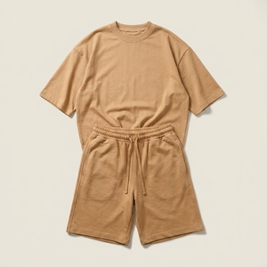 Conjunto Casual de Verano para Hombre, Camiseta de Cuello Redondo de Color Sólido y Pantalones Cortos, Tejido de Poliéster Transpirable, Estilo Urbano Ecológico - Product Image 5