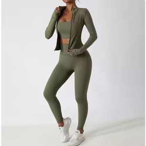 Women Yoga Set High Waist Leggings Long Sleeve Crop Top Blue Solid Color Breathable Stretch Fit All Seasons - Product Image 4