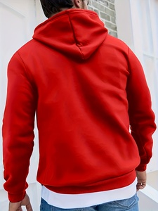 Sudadera con Capucha Roja para Hombre, Diseño con Estampado de Nueva York, EE. UU., Felpa de Algodón, Informal, para Otoño, con Bolsillos, Corte Regular - Product Image 2