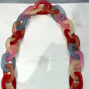 Collar de cadena de resina multicolor con anillos ovalados grandes, joyería de moda para mujer, accesorio de disfraz, ropa de calle, hecho a mano - Product Image 1