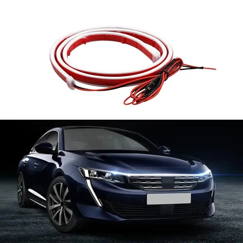 Start Scan Car Hood Light Led Luz de circulación diurna Tail Auto Dynamic Styling Lámpara Guía Tira delgada 12V con fusible