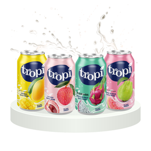 Boisson aux fruits tropicaux 330 ml Tropi en canette aluminium, saveurs Goyave rose, Dragon Fruit, Litchi, Mangue – Fournisseur OEM et Marque Privée - Product Image 1
