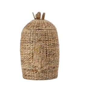 Panier en jacinthe d'eau tressé à la main, motif cactus, mignon, thème désert, panier de rangement pour jouets avec couvercle amovible, décoration de chambre d'enfant - Product Image 2