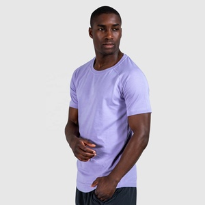 Camiseta de Algodón Morado Sólido de la Mejor Calidad para Hombre, Corte Regular, Cuello Redondo, Manga Corta, Informal, Tejido de Punto, Transpirable, Lisa - Product Image 2