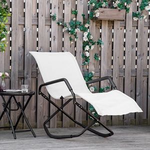 Sdraio a Dondolo Zero Gravity Bianco Crema, Design Moderno, Sedia in Rete per Arredamento Esterno, Giardino o Spiaggia - Product Image 2