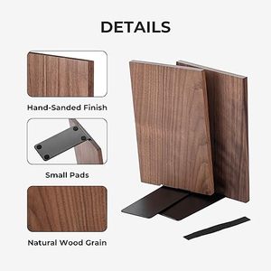 Modern Wooden Bookends Set Decorative Solid Wood <b>Book</b> Holders for Shelves Office Desk Home <b>Library</b> - Product Image 4