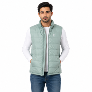 Gilet matelassé sans manches pour homme, col montant, fermeture éclair intégrale, style décontracté, hiver, OEM USA - Product Image 1