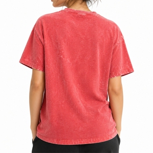 เสื้อยืดผ้าฝ้ายย้อมสีแบบวินเทจสำหรับผู้หญิง เนื้อผ้านุ่ม ระบายอากาศได้ดี ตัดเย็บตามสั่ง ทรงหลวมสบาย - Product Image 2