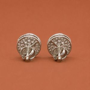 Boucles d'oreilles clous en diamant rond pour femme avec design circulaire superposé, bijoux en argent sterling - Product Image 5