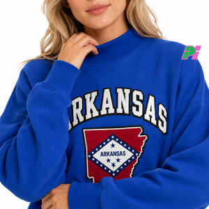 Sudadera Oversize de Cuello Alto para Mujer con Bordado del Mapa del Estado de Arkansas, Sudadera de Forro Polar para Otoño - Product Image 6