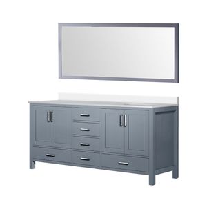 Grigio scuro 72 pollici. L X 22 Pollici Mobile bagno doppio D con piano in quarzo bianco e 28 pollici di profondità Mobili da Bagno con Specchio - Product Image 4