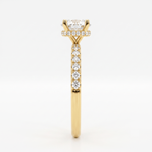 Bague de fiançailles classique plaquée or 18K 14K avec diamant de laboratoire taille brillant rond et pavé, bijoux pour femme - Product Image 5
