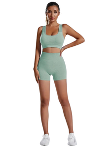 Ensemble 2 pièces pour femme : Short de yoga taille haute élastique extensible dans 4 directions et débardeur dos nageur respirant et anti-humidité - Product Image 5