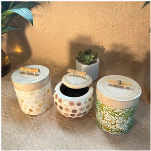 Tarro de bambú lacado con cáscara de huevo hecho a mano con tapa, caja redonda de mosaico de conchas para almacenamiento de dulces, para decoración del hogar, venta al por mayor. - Product Image 6