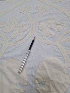 <b>Neutral</b> White Beige Hawaiian Applique Quilt Bedspread Hand Stitched Cotton Bed Cover Custom Coastal Heirloom <b>Bedding</b> For Beds - Product Image 3