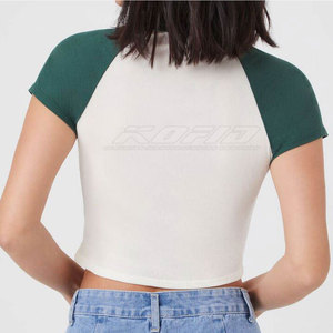 Lightweight Daily Wear Style Womens Street Style Crop <b>Top</b> Shirt Cotton Slim Fit Short Sleeve Summer Casual Gym Workout - Product Image 2