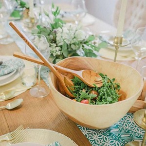 Bols de service à salade modernes jetables en bois de manguier et d'acacia, faits à la main, vaisselle de fête, vente en gros directe d'usine en Inde - Meilleures ventes - Product Image 3