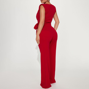 Mono de Mujer Rojo sin Mangas con Cinturón, Diseño Nuevo, Elegante, Largo, para Fiestas de Primavera/Verano, Venta al Por Mayor - Product Image 2