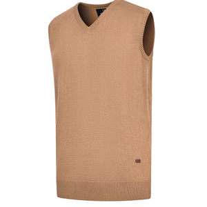 <b>Women's</b> Camel Knitted V-Neck Sleeveless <b>Vest</b> Solid Color Casual Autumn Wear 100% Acrylic Regular Fit Anti-Pilling - Product Image 1