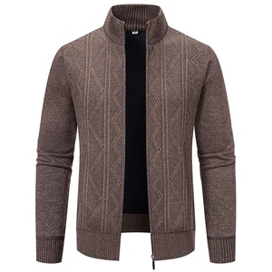 Mens Knitted <b>Cardigan</b> <b>Thick</b> Sweater Full Zip O-Neck Warm Jumper Fleece Lined Winter Coat Cotton/Bamboo Fiber Raised Rubber Print - Product Image 6